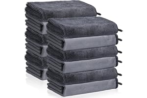 UZLU 12 PCS Microfiber Towels for Cars 24x16 Inch Microfiber Cleaning Cloths Bulk Soft Car Detailng Towel Cloths 600 GSM Detailing Buffing Quick Drying Towel Polishing Waxing Auto Detailing Towel Cloth