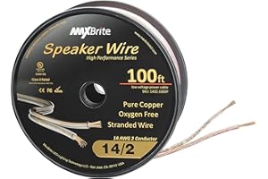 MAXBRITE High Performance 14 Gauge Speaker Wire, Oxygen Free Pure Copper - UL Listed Class 2 (100 Feet Spool)