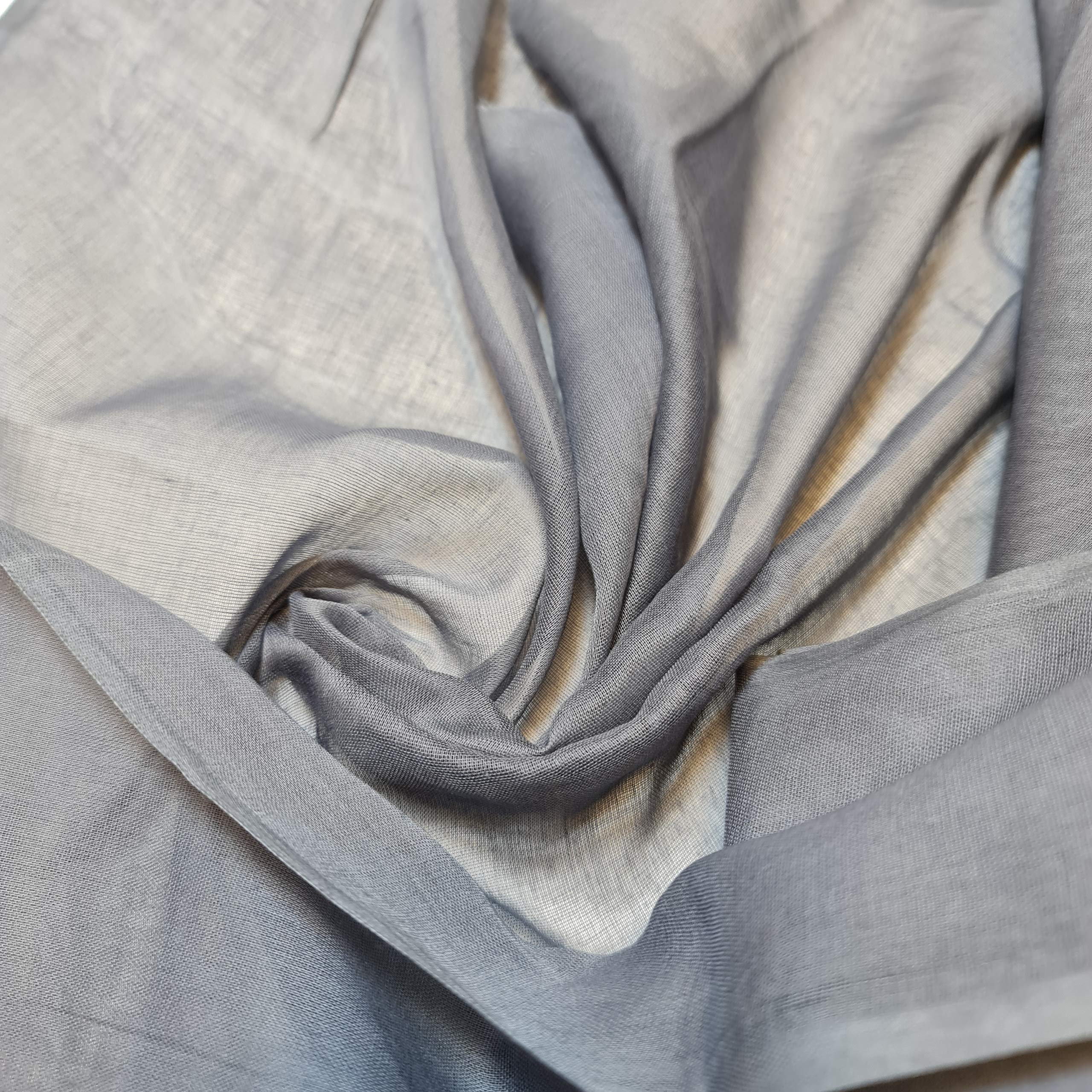 Voile Lawn Fabric, 100% Cotton, Superior Luxury Handle Sheer Gauze Material. Finest Muslin, 17 Colors. Dressmaking, Curtain,Crafts,Face Masks. Grey, 2 Meters