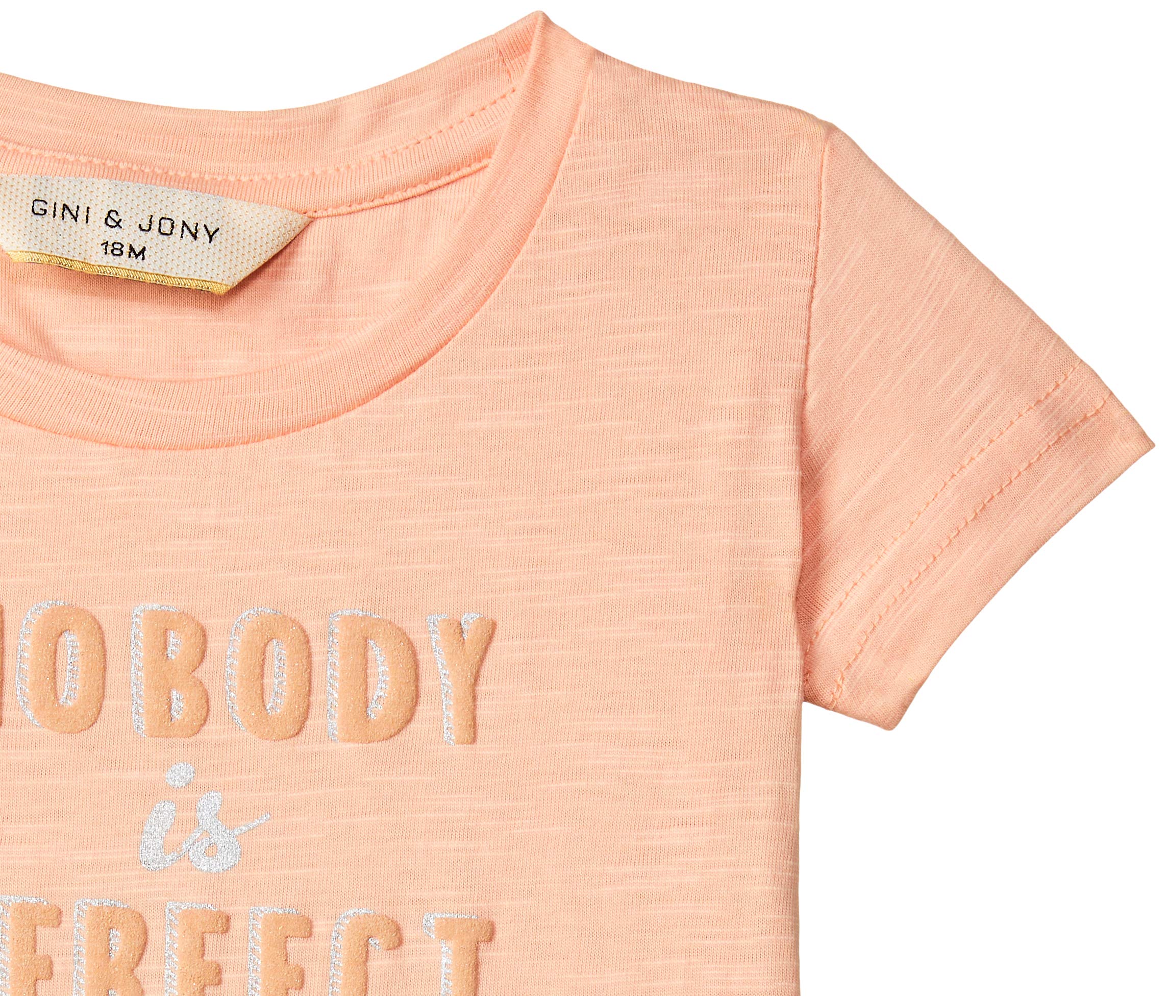 Gini & Jony Baby Girl's Quilted Regular fit T-Shirt (121246520956 Peach Nectar(C414)_12m 9-12 Months) 2