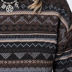 Women Y2K Argyle Striped Pullover Sweater Casual