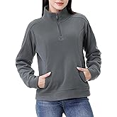 GIMECEN Women's Soft Polar Fleece Pullover Quarter-Zip Sweatshirt Long Sleeve Sweater Jacket Casual Fall Outerwear