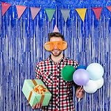 GREATRIL Dark Blue Foil Fringe Curtain 1m x 2.5m Pack of 2 Backdrop view 9