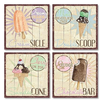 Amazon Com Gango Home Decor Vintage Ice Cream Shop Set Double