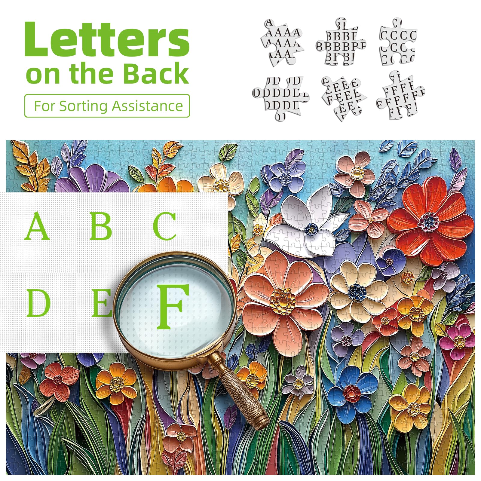 MINIWAN Colorful Embossed Flowers Puzzles for Adults, Plant Floral Puzzle Art, Impossible Hard Difficult Challenging Jigsaw Puzzles 1000 Pieces Painting