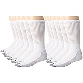 Dickies Men's Dri-tech Moisture Control Crew Socks Multipack, White (12 Pairs), Shoe Size: 6-12
