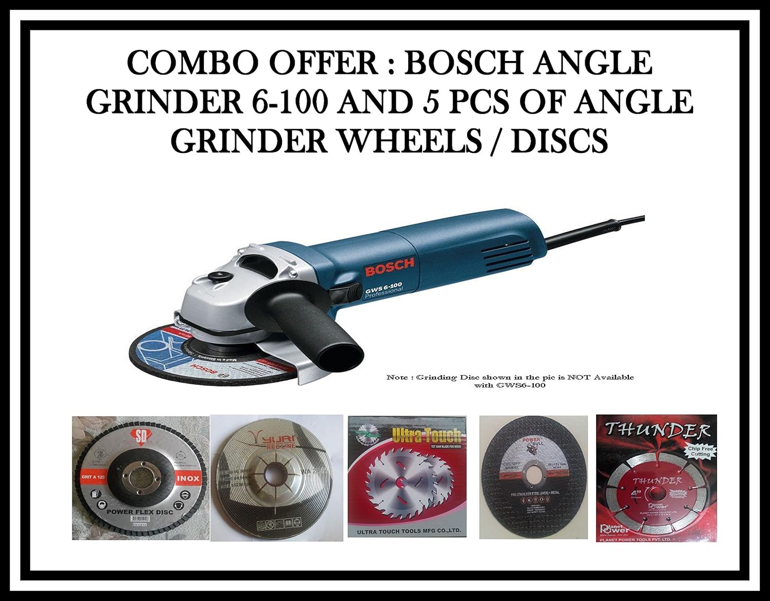 Bosch Angle Grinder Mini Gws 6 100 Professional 670 Watts 5pcs