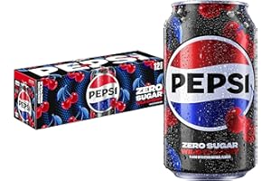 Pepsi Zero Sugar Cola Soda, Wild Cherry, 12 Fl Oz Cans (Pack of 12)