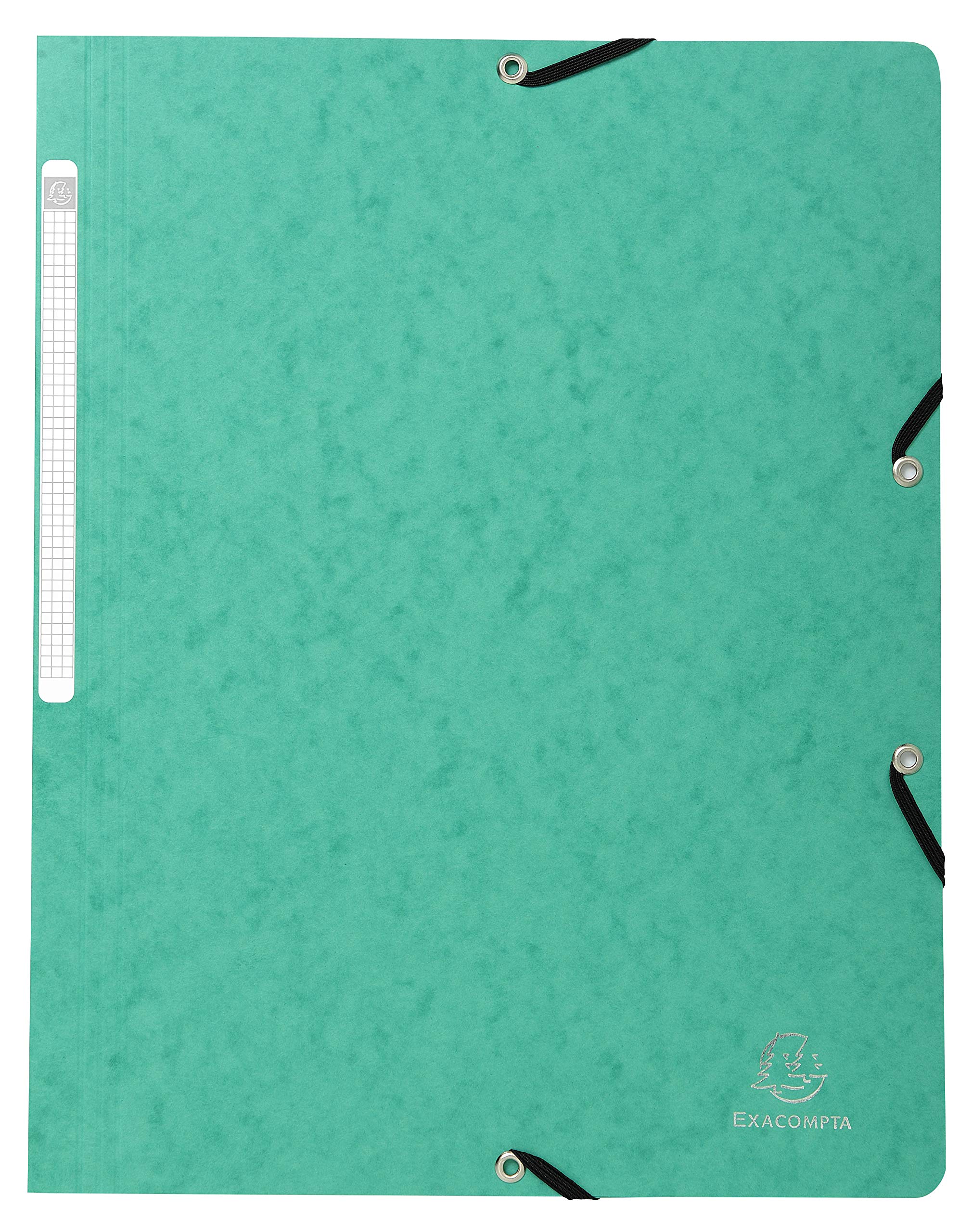 Exacompta - Ref 55413E - Elasticated Folders - Suitable for Storing A4 Documents, 355gsm Glossy Card, Spine Label, Expandable for Additional Documents - Green (Pack of 10)