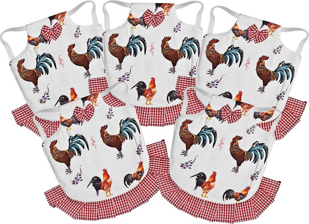 Seidens Chicken Saddle Set 5 Cute Cotton Aprons Medium Poultry Hen Patterns Bows
