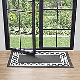Nautica Runner Rug | Indoor Carpet for Entryway & Hallway Rug| Non-Slip Entry and Kitchen Door Mat| Machine Washable Low Profile Floor Mat | 26" x 45"| Trellis Border Dark Grey and White