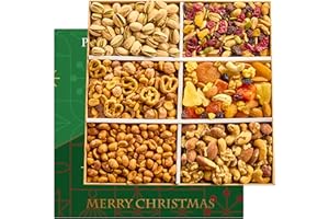 LUXURIOUS TREATS Mixed Nuts Christmas Gift Basket - Gourmet Holiday Christmas Snacks Box for Adults, 6 Assortment Variety Pack, Food Basket for Men Women Family and Friends