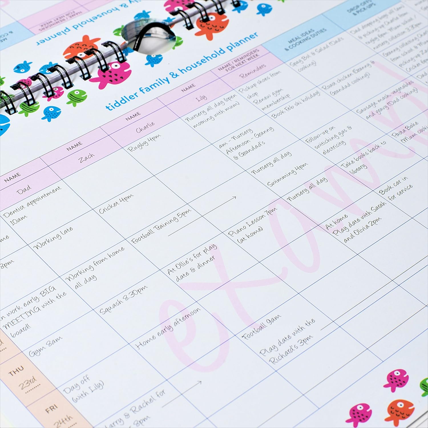 tiddler Family & Household Planner, Friendly Fish, A4 - Image 3