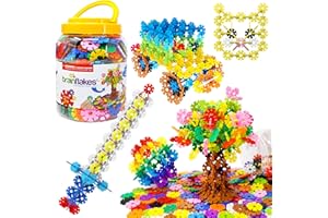 Brain Flakes 500 Piece Set, Ages 3+, Interlocking Plastic Disc Toy for Creative Building, Educational STEM Learning, Construction Block Play for Kids, Teens, Adults, Boys, and Girls