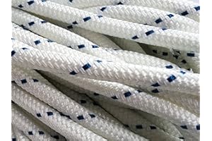 BLUE OX ROPE Yacht Braid Polyester Rope ½ inch by 100 feet, White Blue
