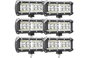 SAN YOUNG 7 Inch LED Light Bar, 240W 24000lm LED Pod Lights for Tractors, LED Work Lights for Truck, Spot Flood Combo Beam Off Road Light Pods Fog Lights for Boat Trailer Pickup Car RZR ATV UTV RV, 6 Pack