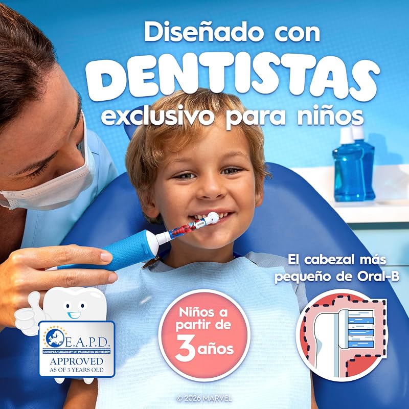 Escova de dentes elétrica oral-b pro kids, 1 cabo marvel spider-man, 1 cabeça, projetada pela braun, adequada para crianças acima de 3 anos