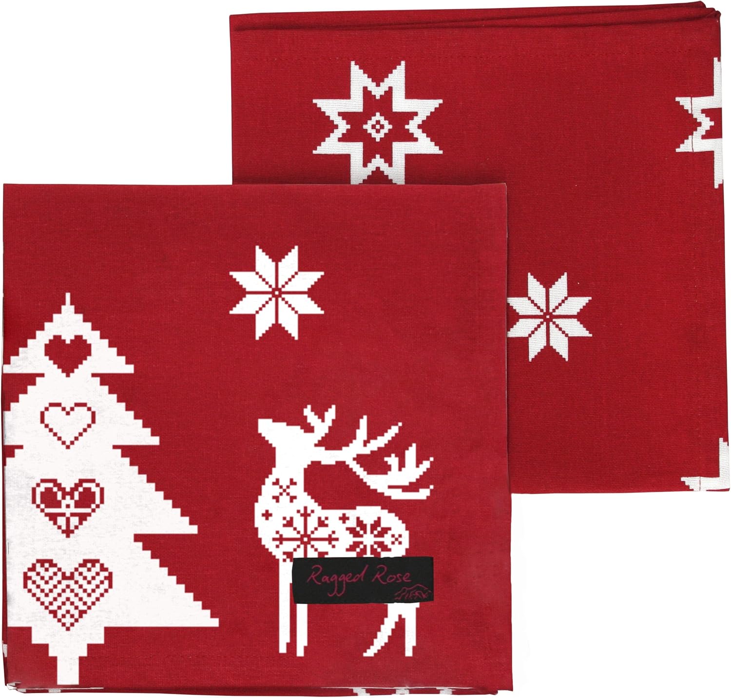 Christmas Napkin, Cotton Napkins for Christmas-Themed Dining Table Setting & Silverware, Red Star Napkins