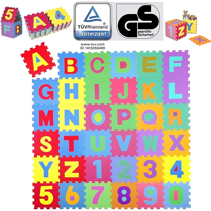 KIDUKU® 86 teilige Puzzlematte TÜV Rheinland Zertifiziert Kinderspielteppich Spielmatte Spielteppich Schaumstoffmatte Kindert