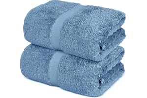 Towel Bazaar Premium Turkish Cotton Super Soft and Absorbent Towels (2-Piece Bath Sheet Towel, Wedgwood), 35" x 70"