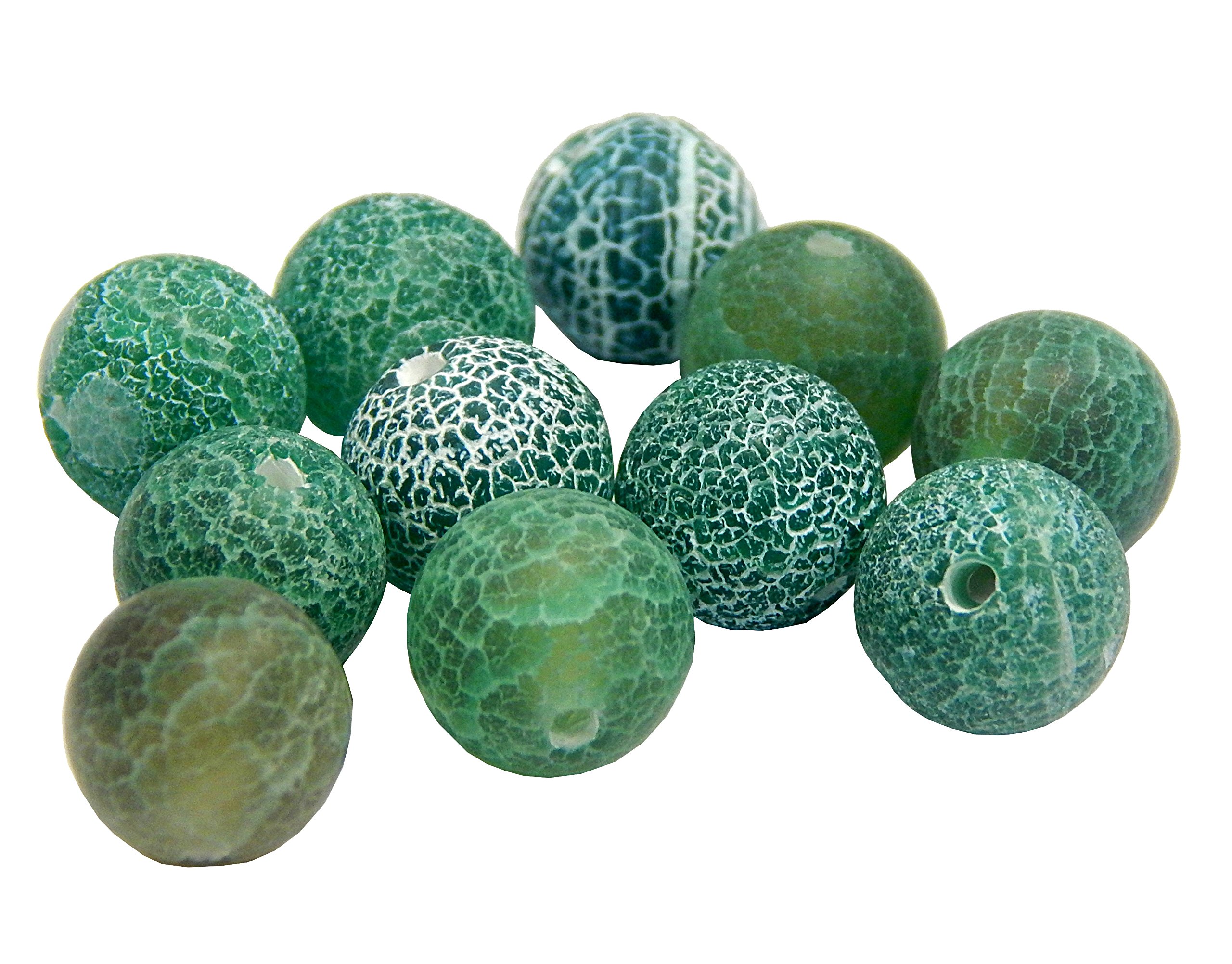 Gemstone Beads 6/8/10 mm Frosted Agate Stone Round Natural Stone Frosted Agate Pearl Semi-Precious Stone Gemstone Bead with Hole for Threading (Green, 10 mm - 12 Pieces)
