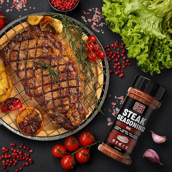 STEAK SEASONING BBQ RUB MIX – GLUTEN FREE & LOW SODIUM MEAT SEASONINGS FOR BEEF, RIB & RIBEYE. STEAK SEASONING FOR GRILLING. BBQ SEASONINGS FOR COOKING. STEAKS SALT BLEND. SMOKING STEAKS RUBS. 4.1OZ
