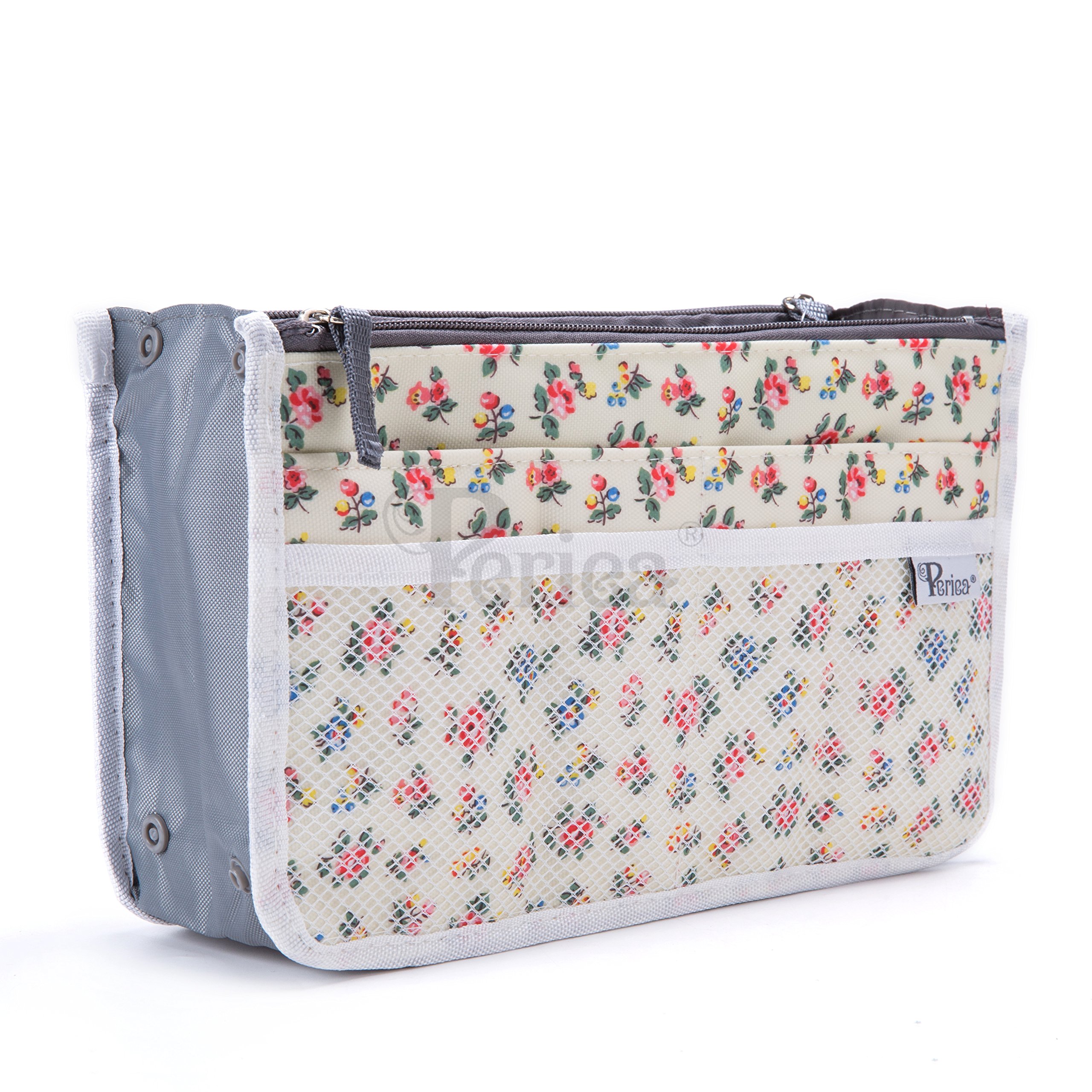 Periea Chelsy Handbag Organiser Insert (Floral Cream, Medium)