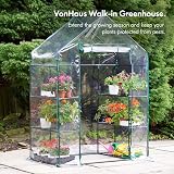 VonHaus Walk In Greenhouse Compact 6 Shelves PVC Cover Roll Up Door view 3
