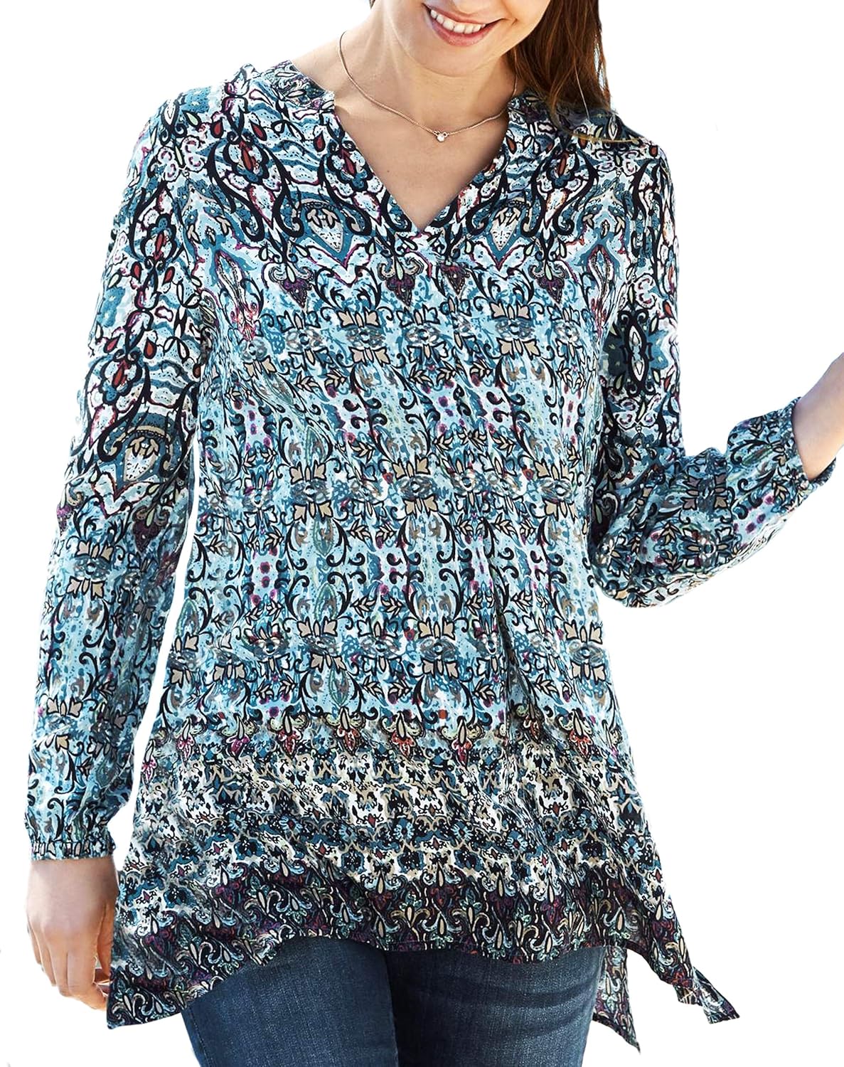 Ladies Pink or Turquoise Plus Size Long Sleeved Tunic Tops in UK Sizes 1630 (EU 4256) Amazon