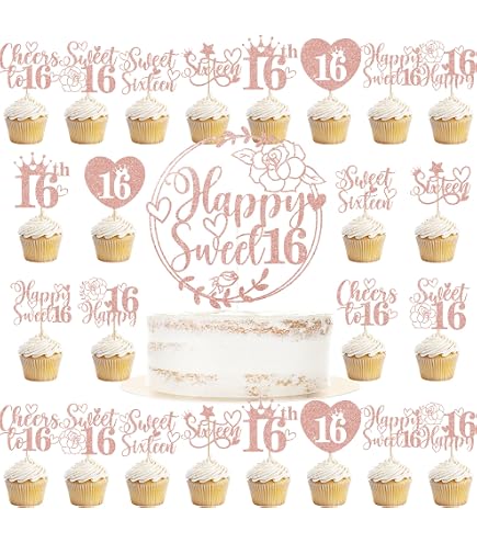 Gyufise 1 pz Happy Sweet 16 Cake Topper Dolce 16 Compleanno