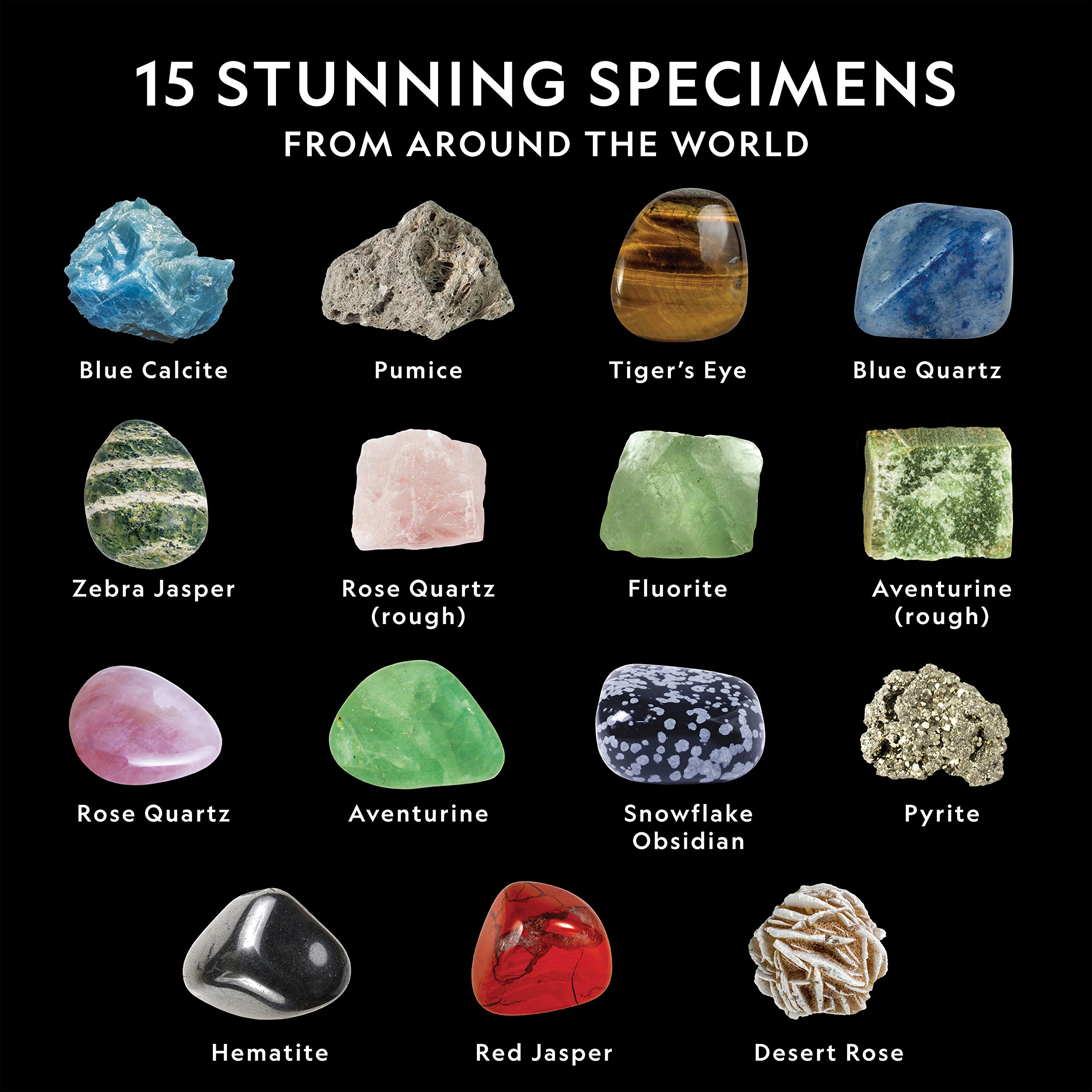 National Geographic Rocks & Mineral Collection - Rock Collection Box for Kids with 15 Gemstones and Crystals, Geology for Kids, Crystal Collection, Science Kit, Rock Gift (Amazon Exclusive)