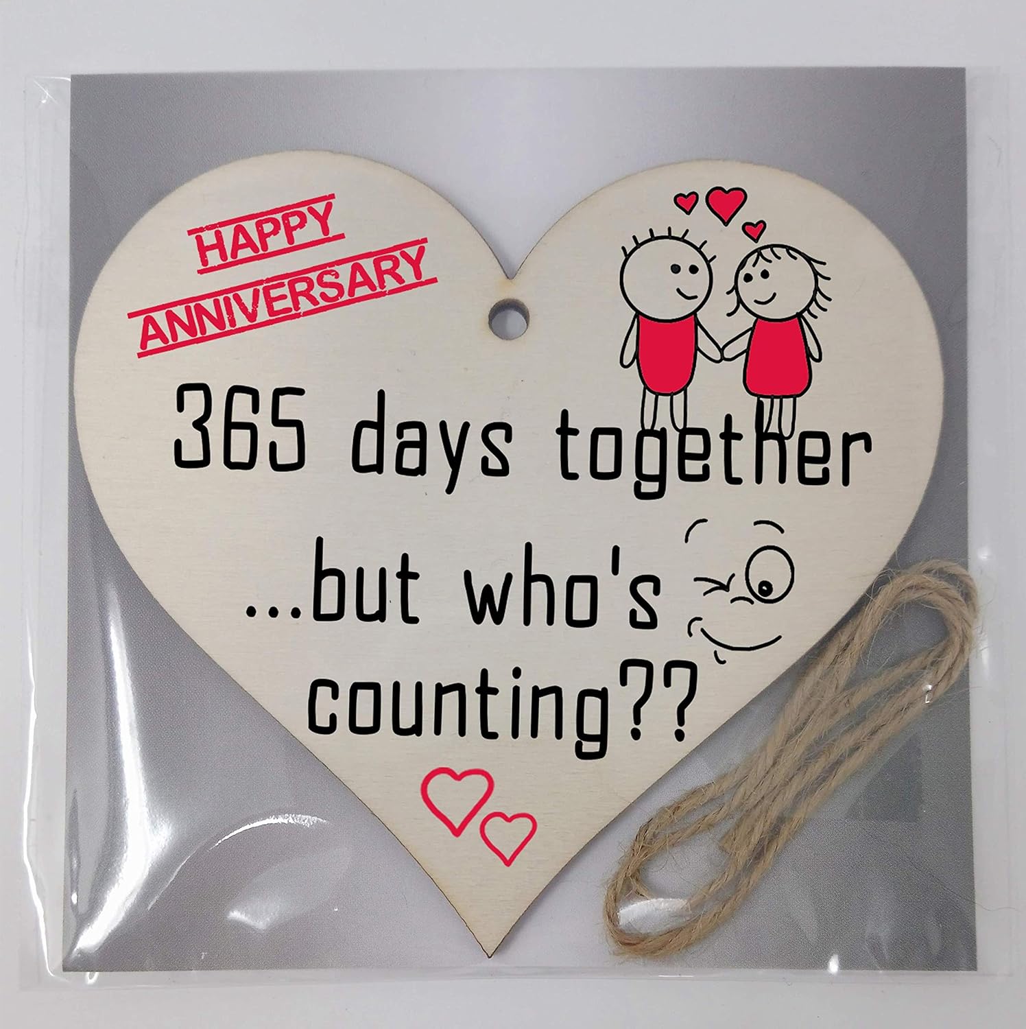 Handmade Wooden Hanging Heart Plaque Gift to Celebrate 1st Wedding Anniversary Husband Wife Someone Special Keepsake - Image 5