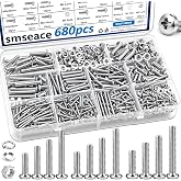 smseace 680Pcs Nuts and Bolts Assortment Kit 27-Sizes M3/M4/M5/M6 Nut Bolt Washer Assortment Kit for Machinery, Furniture, Automotive, Motorcycle Repairs
