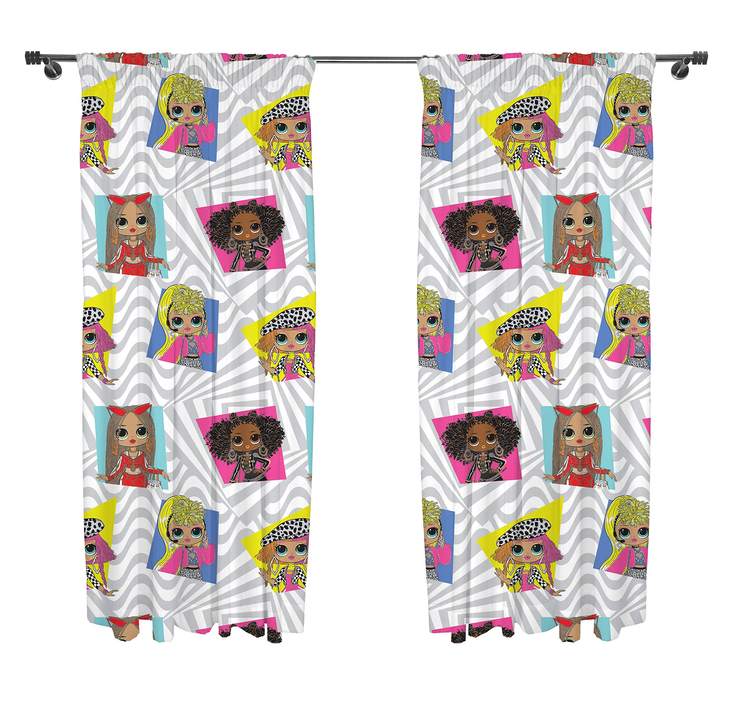 L.O.L Suprise! Official Curtains | OMG Grey Buzz Children’s Bedroom Curtains | Perfect For Any Children’s Bedroom (54 Inch), Multi Coloured, LOLBUZ54001UK