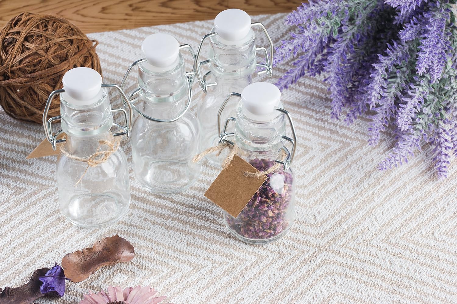 BLUE PANDA Mini Glass Favour Bottle with White Swing Top (Set of 15) - Image 3