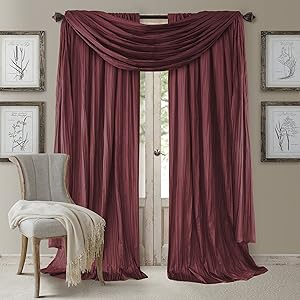 Elrene Home Fashions Venice Curtain Panels with Scarf Valance - Set of 3 - Panel 52