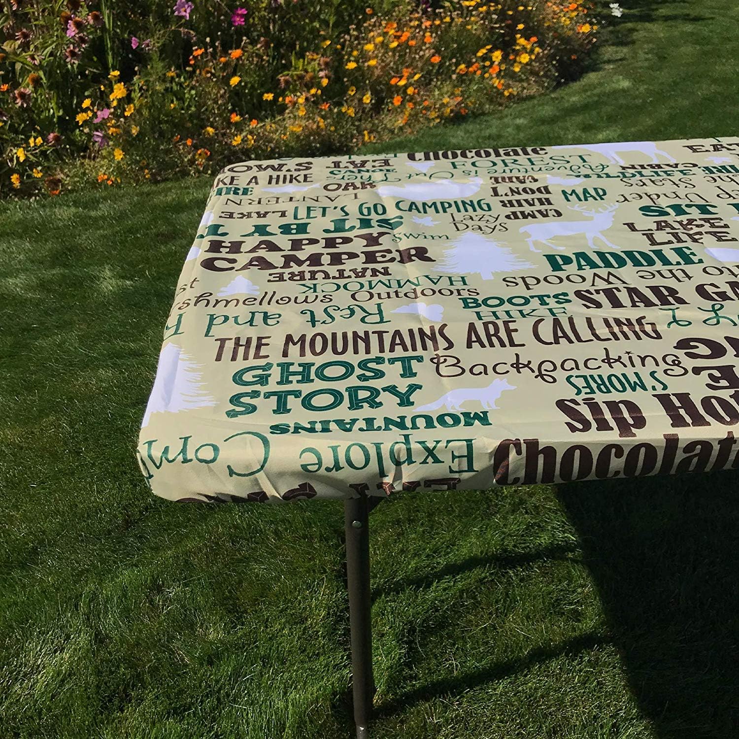 72" Polyester Picnic Table and Bench Fitted Tablecloth,Fourth of July Independence Day Weathered Retro Wood Wall Looking Country Emblem 3-Piece Elastic Edged Table Cover for Christmas,Parties,Picnic: Home & Kitchen