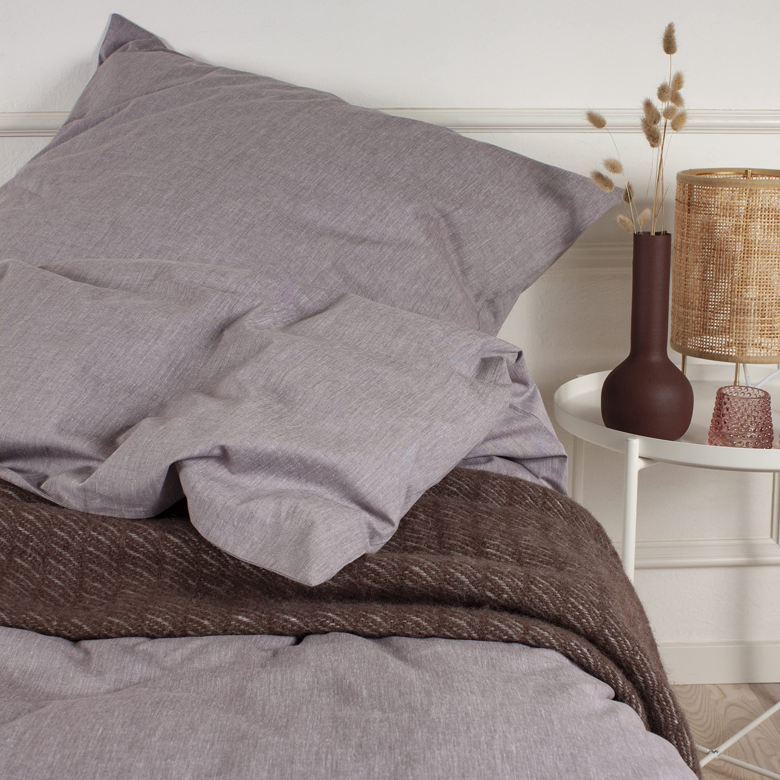 ARCTIC Chambray 100% Cotton Yarn Dyed Duvet Cover Set, 135 x 200 cm / 80 x 80 cm, Purple