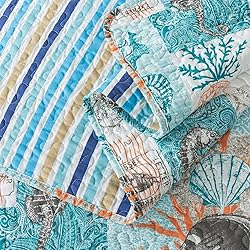 HoneiLife Quilt Set Queen Size - 3 Pieces Nautical