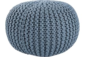 Jaipur Living Asilah Indoor/Outdoor Solid Blue Round Pouf, 20x20x14