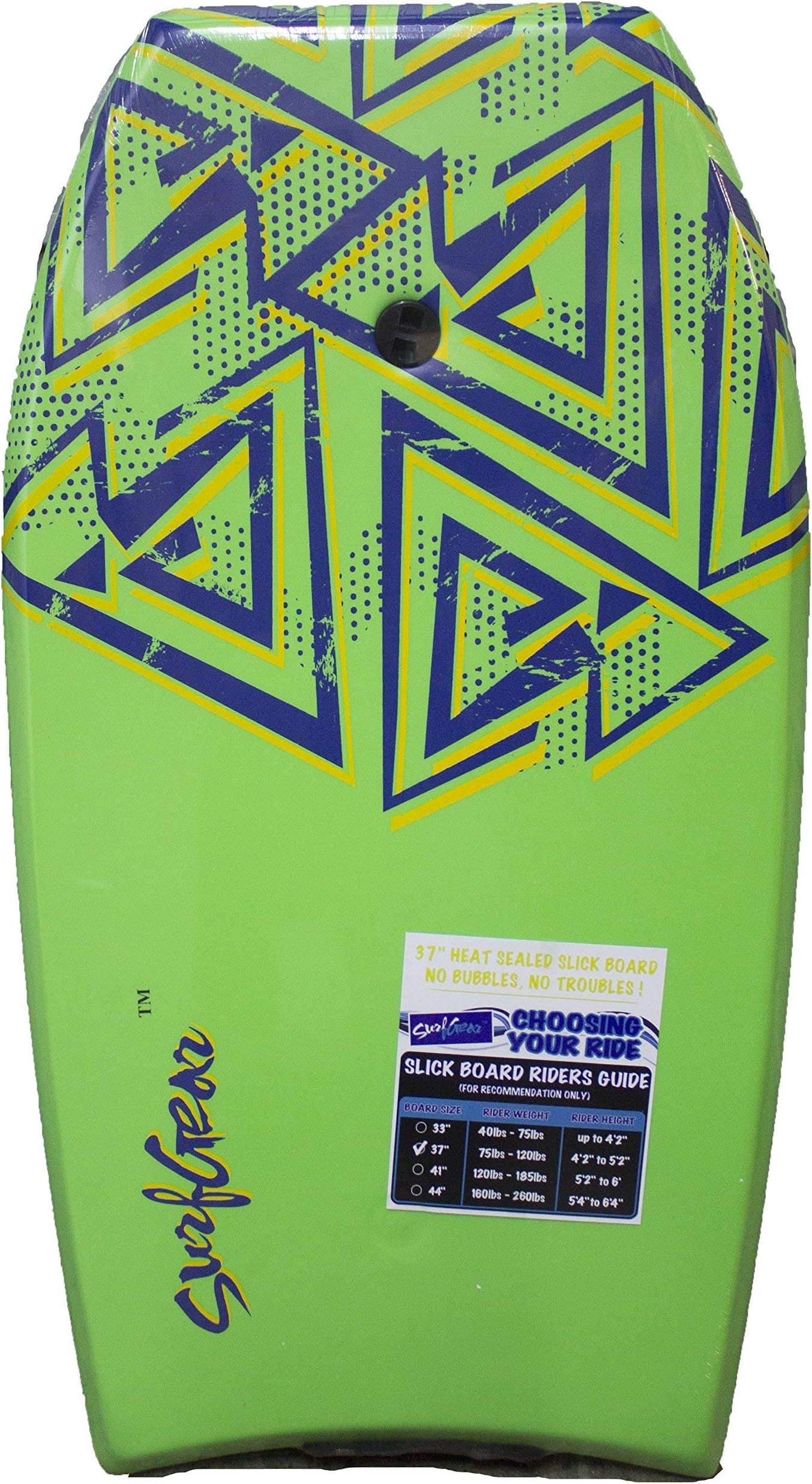 SurfGear Slick Hard Bottom Body Surfing Bodyboard - Heat Sealed for Maximum Durability