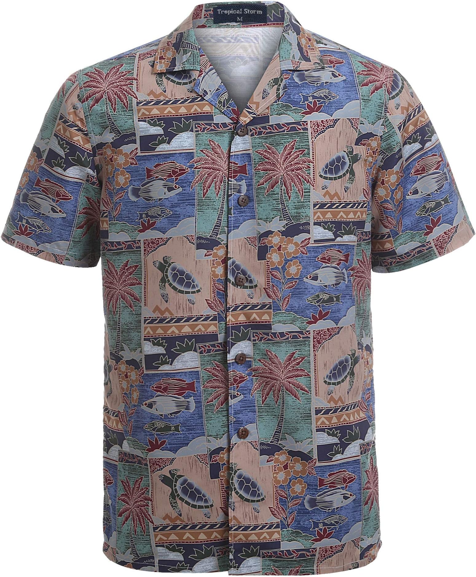 Hawaiian Shirts for Men Short Sleeve Regular Fit Mens Floral Shirts (YH1905,XL)