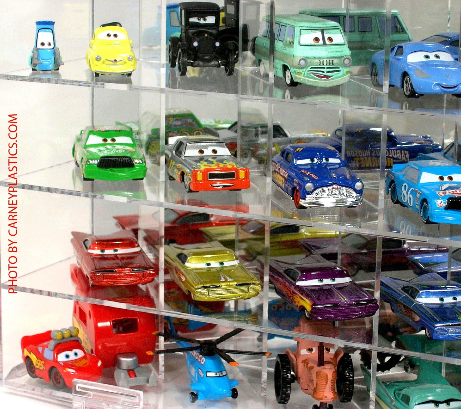 Pixar Disney 35 Car Diecast Display Case Mirror and Compartments