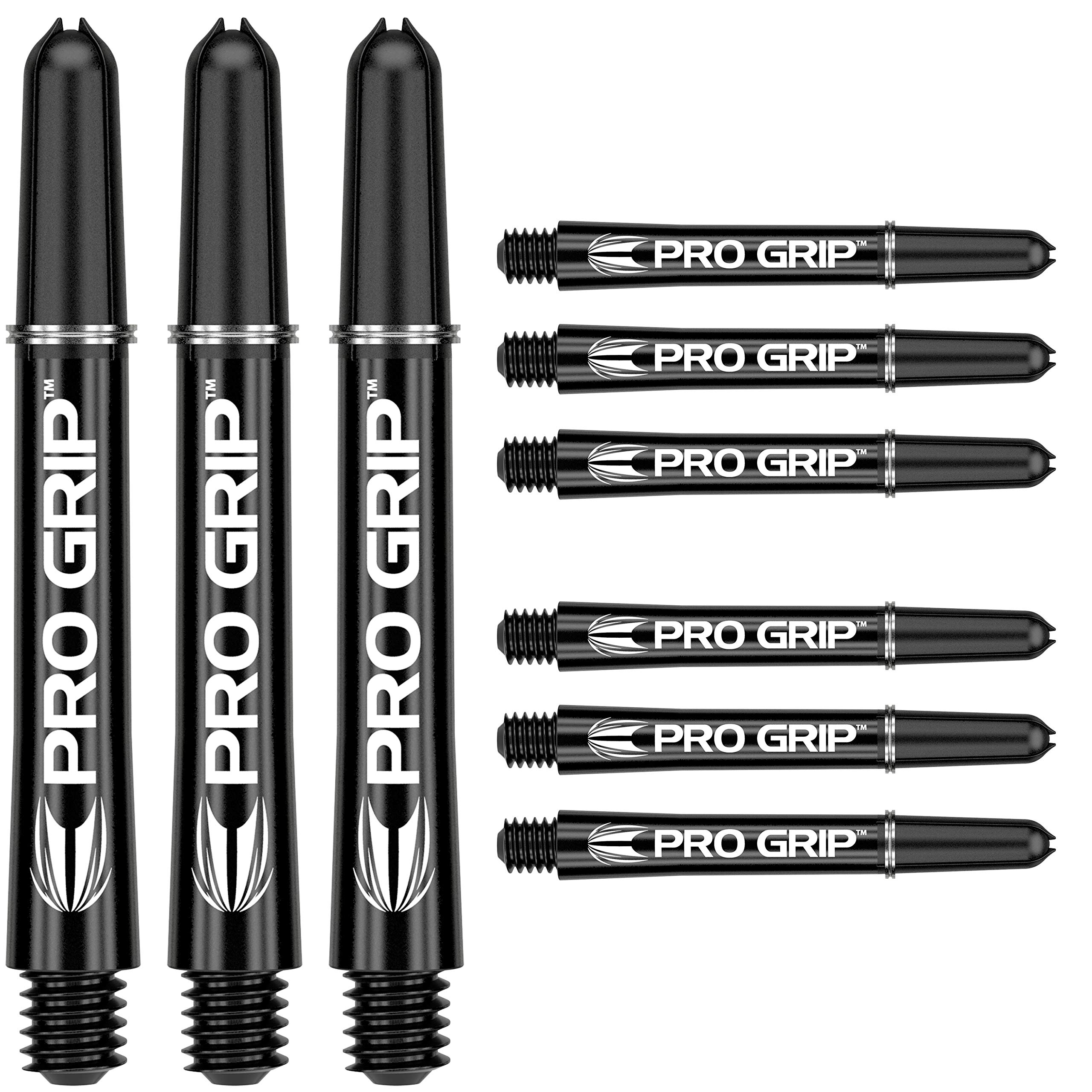 Target Darts Pro Grip Shafts – Set of 9 | Black, Intermediate (41mm) | Dart Stems, Professional Darts Accessories, 2BA Shaft Multipack with Rings — image 1