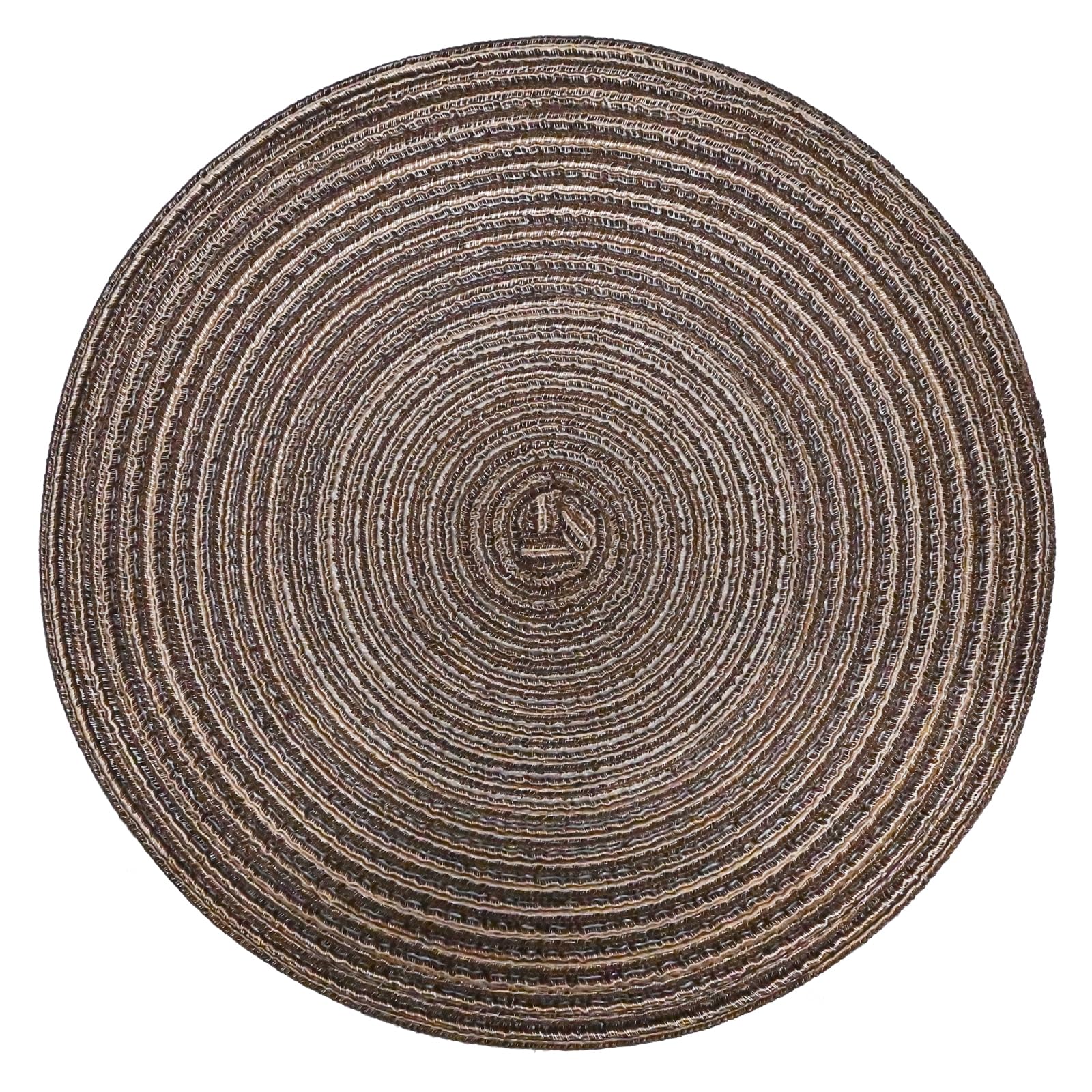 Photo 1 of CrafArCher Round Braided Placemats Polyester Cotton 15-inch Round Table Mats for Kitchen Dining Table Non-Slip Table Mats (Brown, 1 Pack)