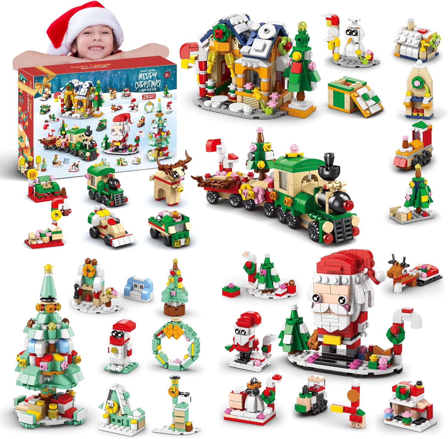 Advent Calendars - Advent Calendar 2023 Adult Boys Christmas Tree Train Village Building Block Toys Sets Xmas Decorations, Christmas Countdown Calendar, Teen Girls Christmas Gifts Stocking Stuffers for Kids Ages 6+