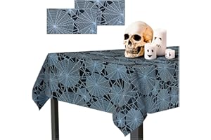 Confettiville Halloween Tablecloth - 2-Pack Disposable Spider Web Plastic Table Covers, 54 x 108 Inches - Halloween Party Decorations