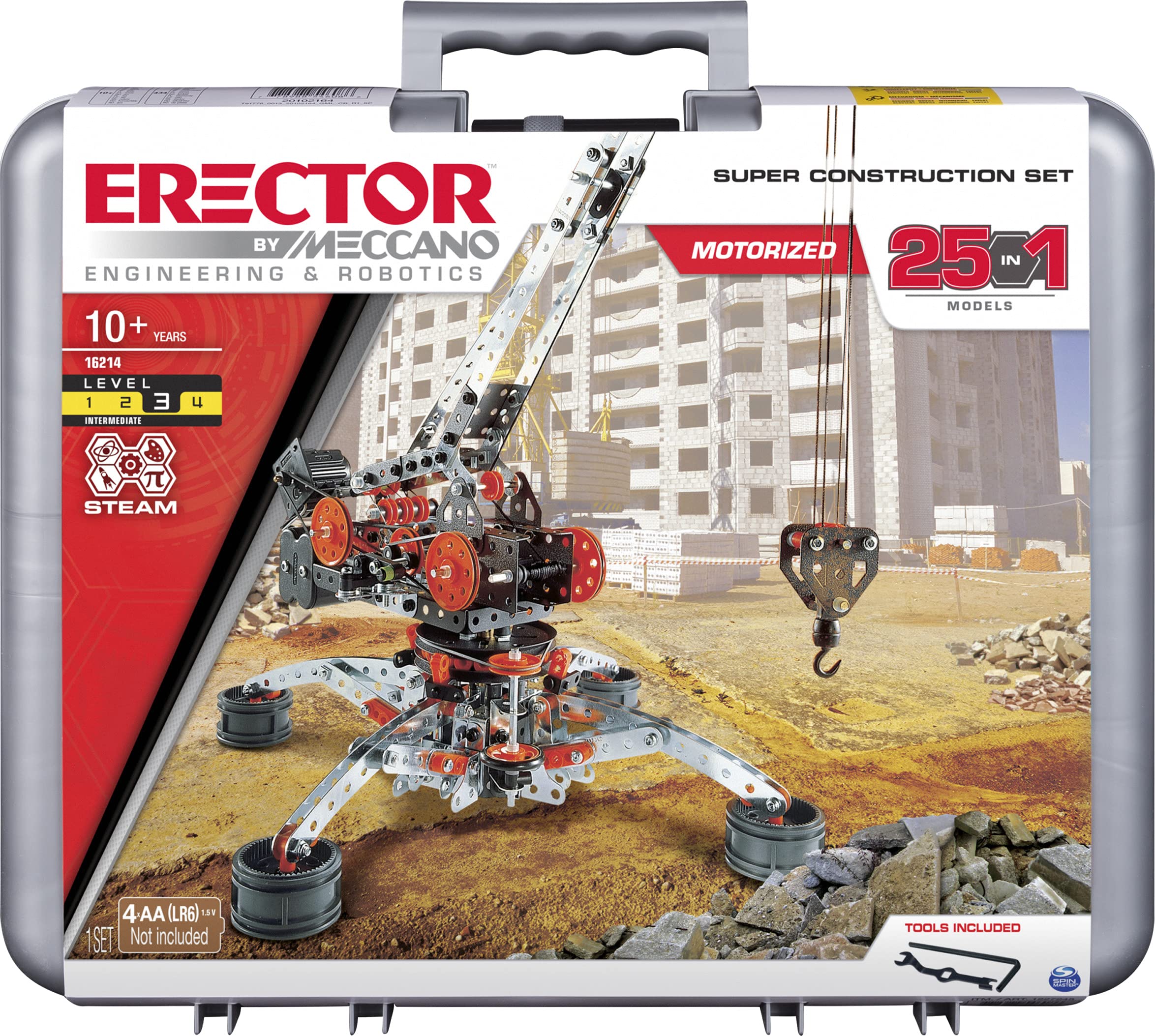 Erector Super Construction 25-in-1 Motorized Building Set - 638 Pieces
