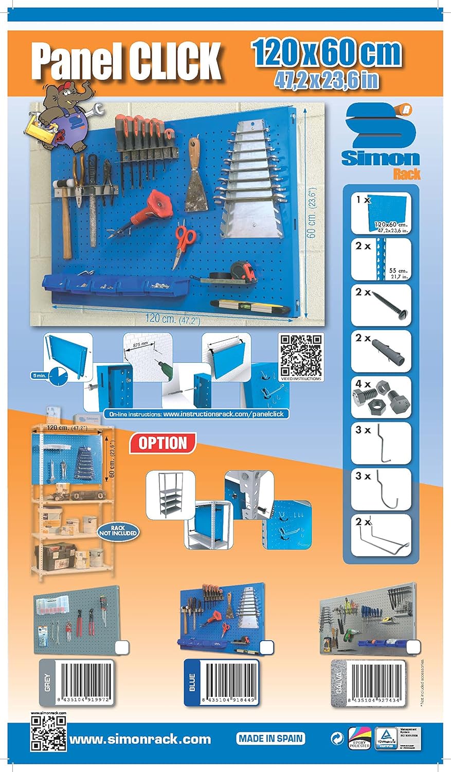 Simonrack 8435104927434 1200 x 600 x 35 mm Galvanized Perforated Shelf Screwed into Wall - Image 5