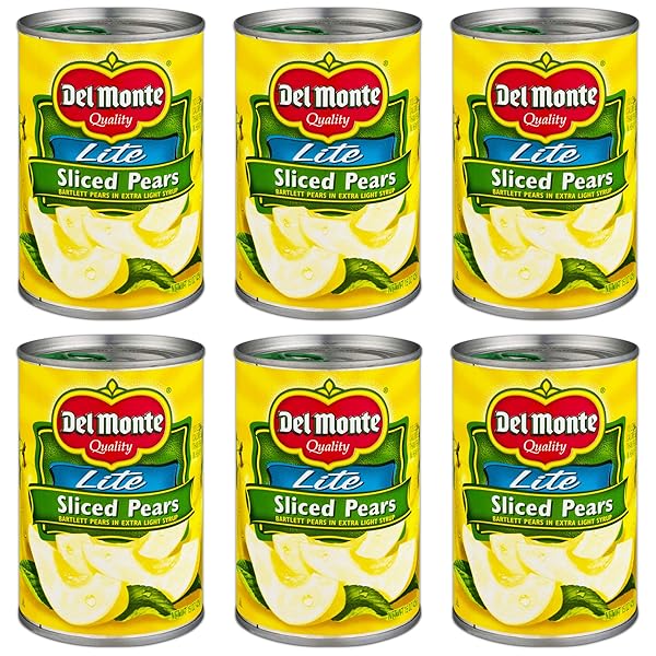 DEL MONTE LITE SLICED PEARS (BARTLETT) IN EXTRA LIGHT SYRUP 15OZ CAN (PACK OF 6)